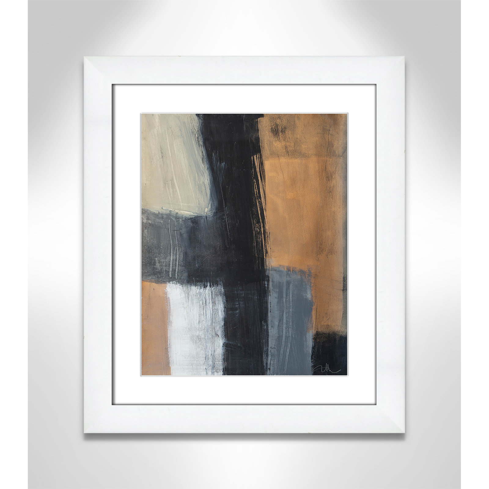 Calderon "Metallic Slate II" Print, 20.5" H x 17.5" W x 1.25" D, White Cube Frame Matted