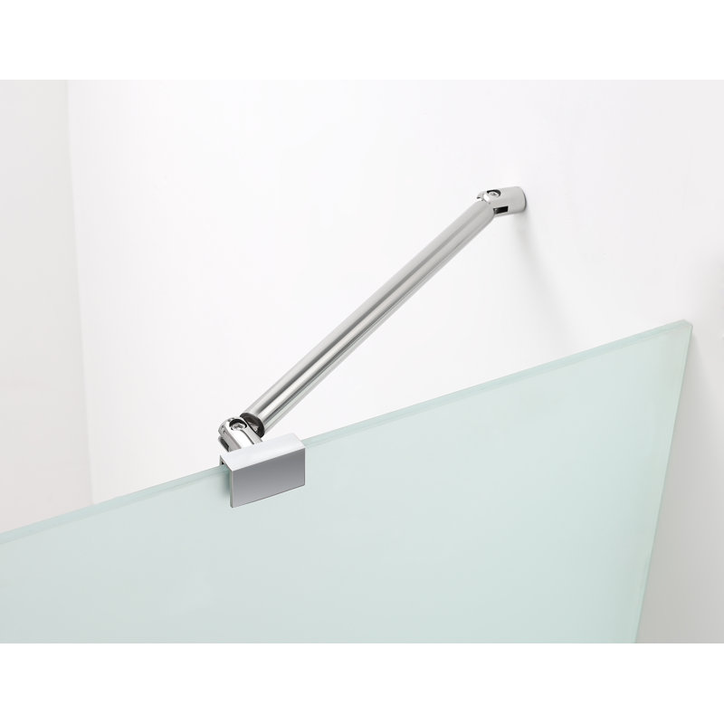 Belmore 44'' x 72'' Frosted Tempered Glass Frameless Shower Door in Chrome