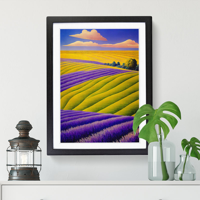 Lavender Field Painting Vol.4 - Picture Frame Print, Black, 64cm H x 46cm W x 2cm D