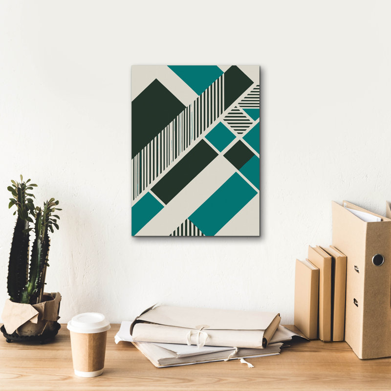 Art mural sur toile Epic Graffiti «Geometric Teal» par Andreas Magnusson, H 16 po x l 12 po x P 0,75 po