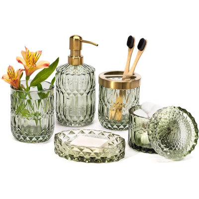 Bathroom Transparent Glass Accessory Set