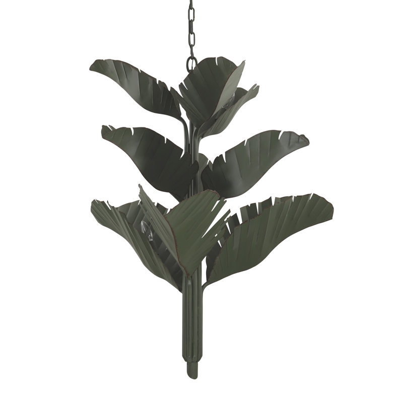 Lustre à niveaux unique 9 lumières, Vert naturel