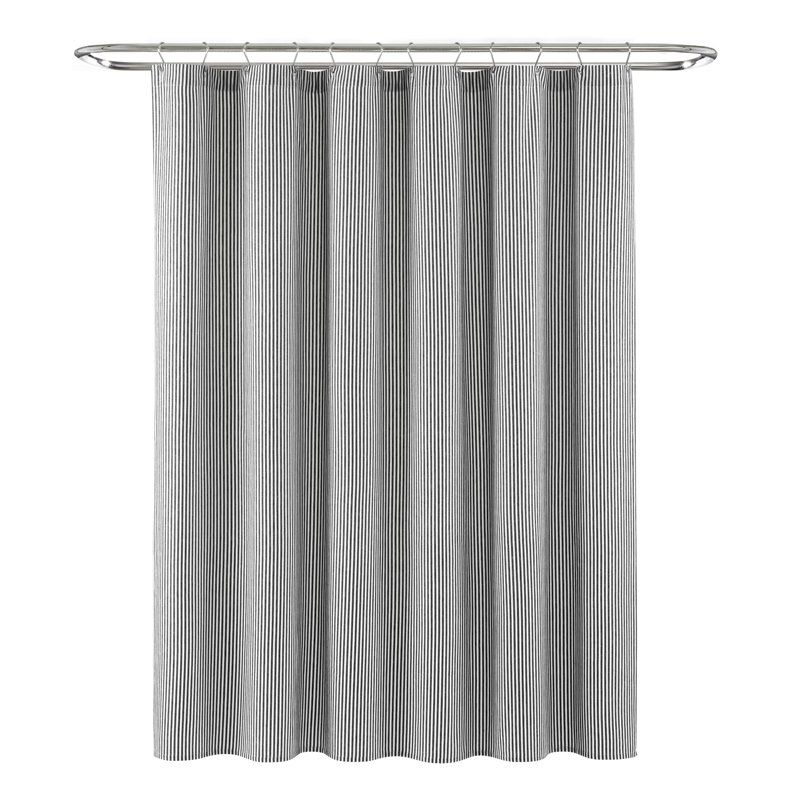 Bruno Cotton Blend Striped Shower Curtain, Dark Gray