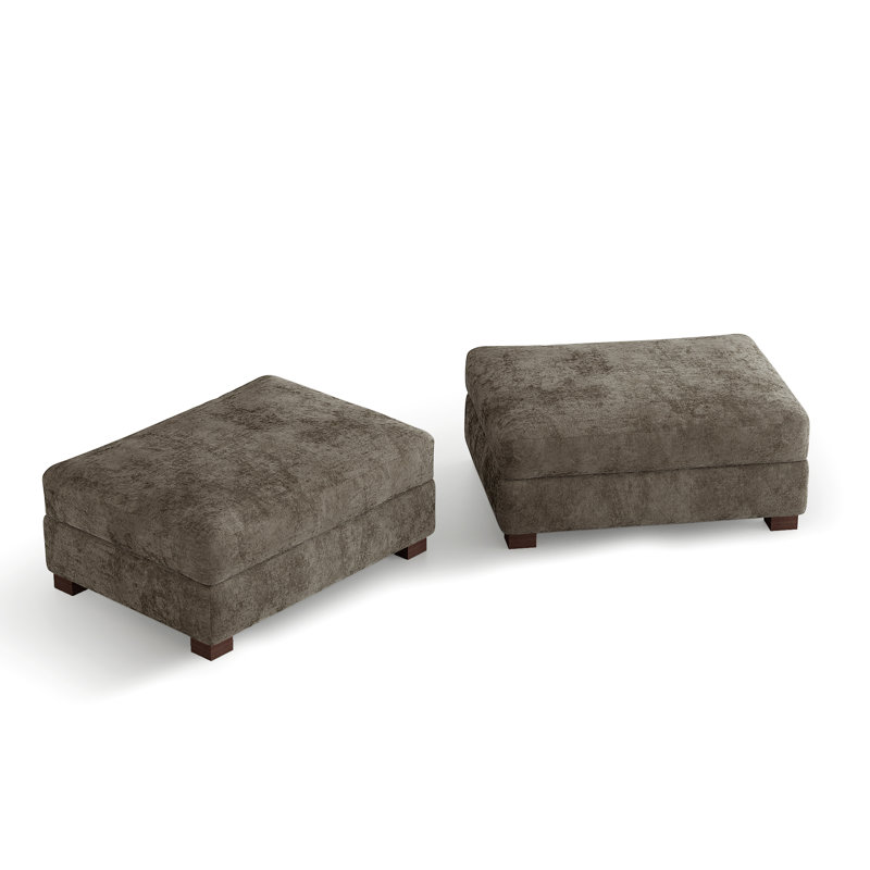 Repose-pieds rembourré rectangulaire en chenille chameau, partie modulaire pour canapé modulaire, Chameau