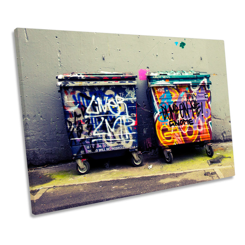Graffiti Trash Bins Urban - Wrapped Canvas Art Prints, 50.8cm H x 76.2cm W