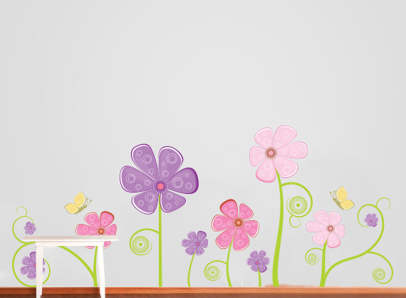 Décalcomanie murale fleur et papillon, Schéma B