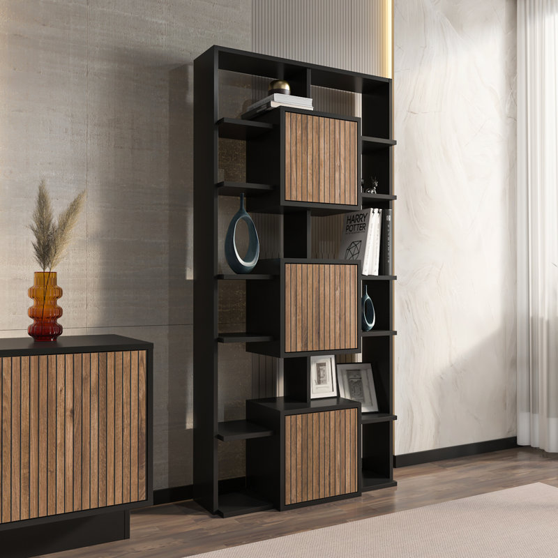 Deivin 176cm H x 85cm W Bookcase, Black