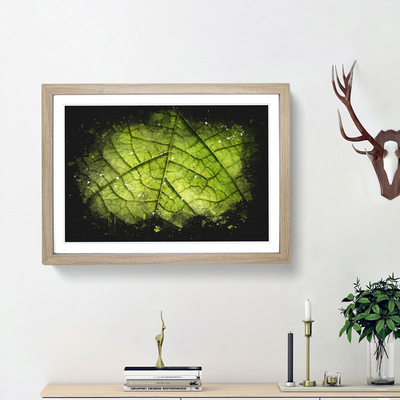 Leaf Roads Paint Splash - Picture Frame Graphic Art, Oak Framed, 24cm H x 33cm W x 2cm D