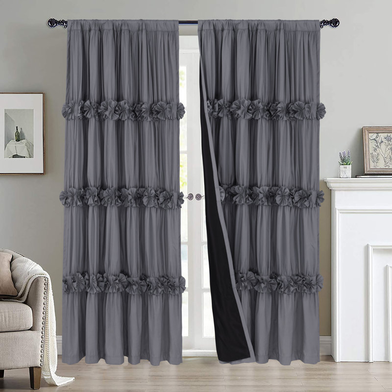 Room Darkening Curtain Pair, Gray, 54"W x 84"L