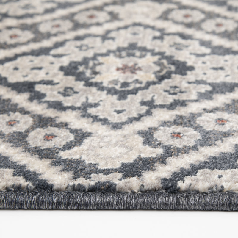 Annalise Vintage Blue and Beige Trellis Indoor Area Rug, 26"x50'