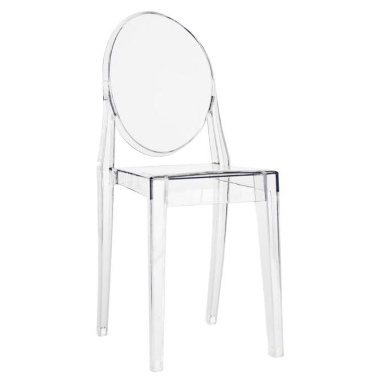 Clear Resin Oval Back Victoria Dining Chair by Chivari