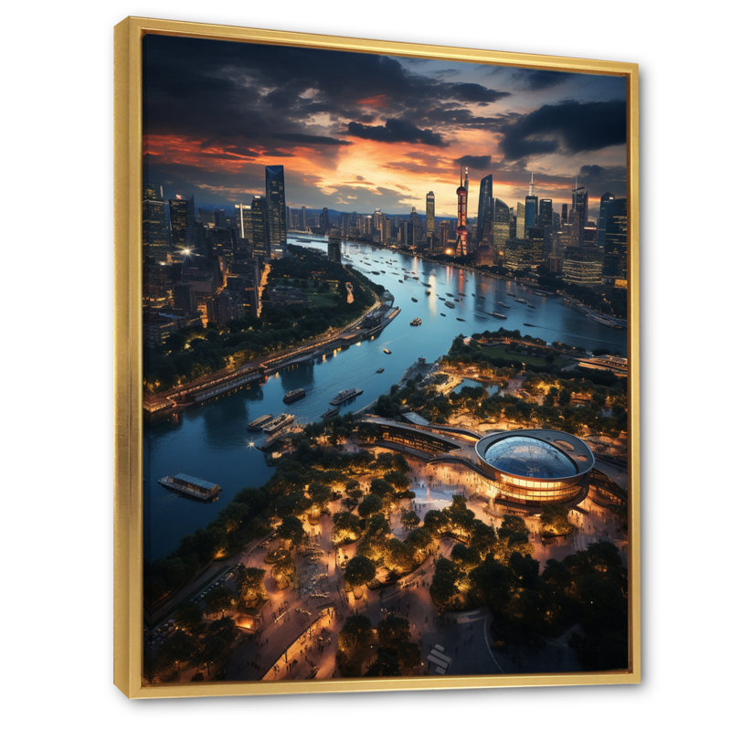 Vue magnifique du paysage urbain de Pékin I - reproduction, H 20 po x l 12 po x P 1 po, Cadre flottant doré