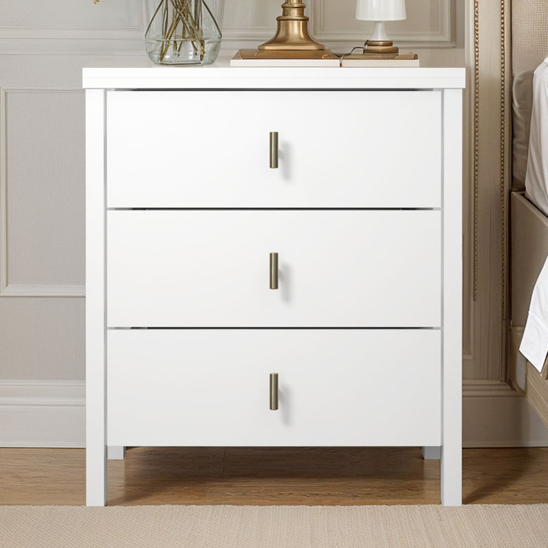 Allysyn Modern 3 Drawer Nightstand, White
