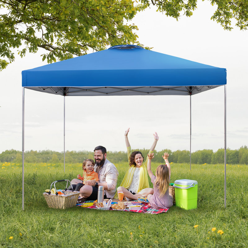 Blue 10x10 Portable Pop-Up Canopy Tent with Wheeled Bag