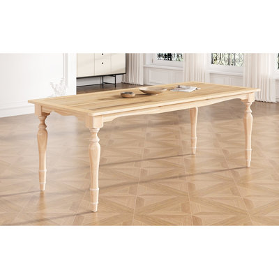 Table de salle à manger en bois massif de style rétro, extensible, pouvant accueillir 8 personnes avec rallonge de 23,6 pouces - structure et attrait pour 8 utilisations