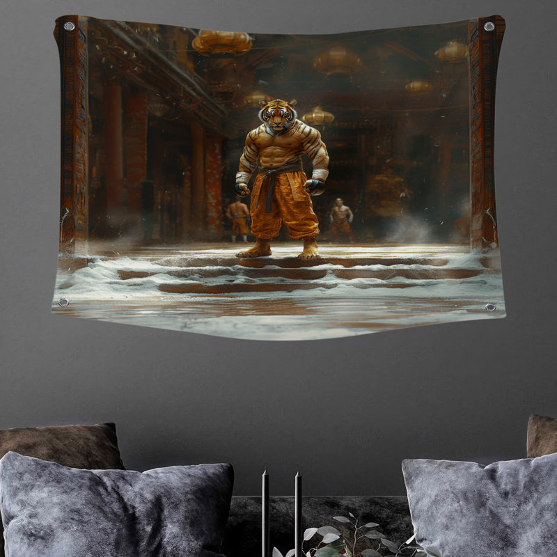 Tapisserie murale tigre - Décoration murale animal, H 68 po x l 80 po
