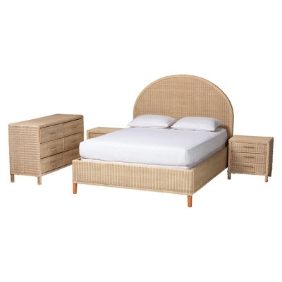 Ensemble de chambre à coucher pour grand lit en rotin tressé 4 pièces Bali & Pari Lanica