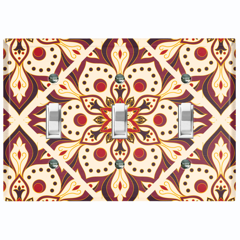Patterned 3 - Gang Toggle Light Switch Standard Wall Plate
