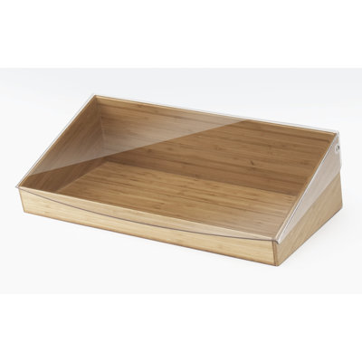Bac en bambou avec couvercle transparent - 20 po x 12 po x 7 po