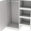 Lit mezzanine double en gris avec garde-robe intégrée, bureau et rangement - Bureau pratique en bois, tablettes et tiroirs
