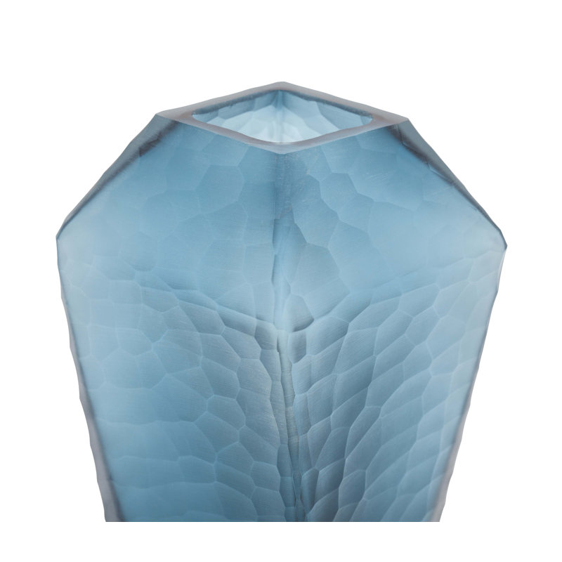 Vase de table en verre, Turquoise, H 18 po x l 6 po x P 6 po