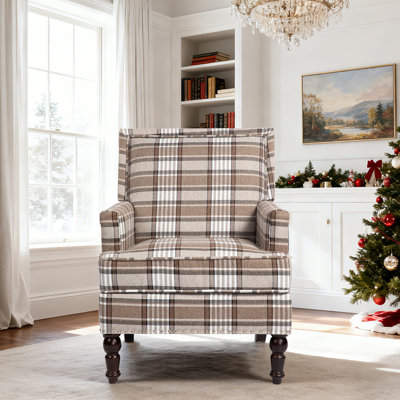 Fauteuil d'appoint rembourré classique avec garniture cloutée