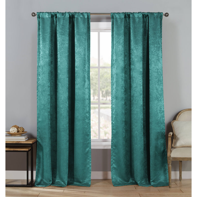 Larson Blackout Curtain Pair, 27'' W x 84'' L, Teal