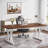 70.8 Inch Executive Desk,Thickened Frame Large Office Computer Desk, Modern And Simple Writing Desk For Home Office Workstation Business Furniture, Brown/White