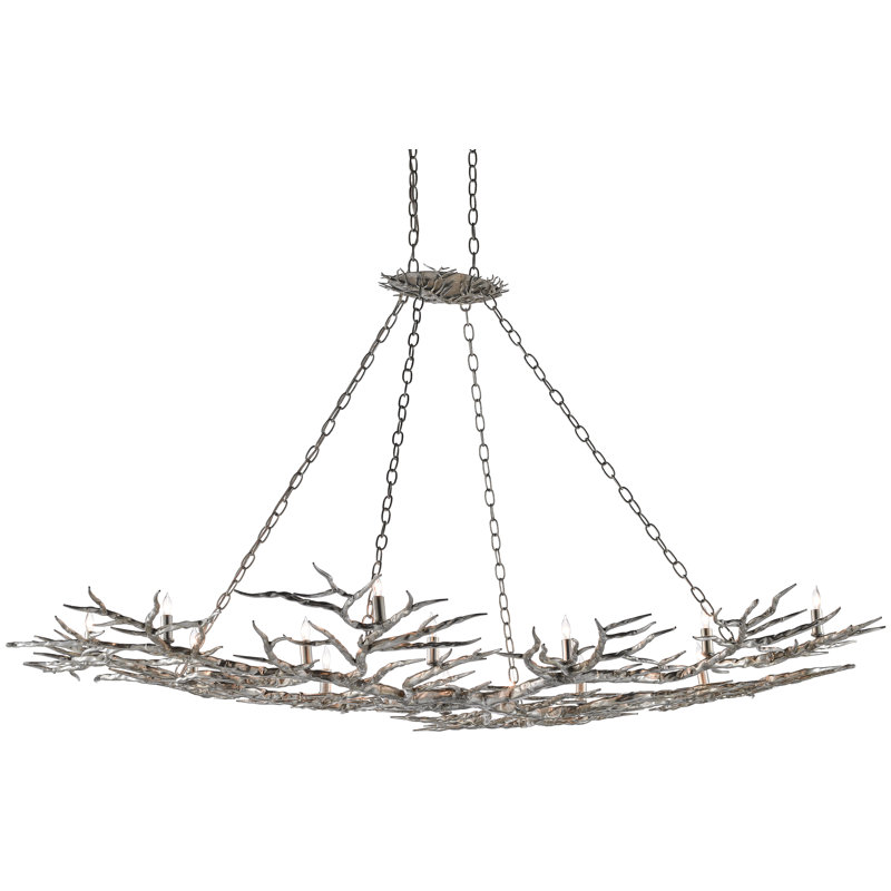 Rainforest 14 - Light Chandelier, Silver Leaf