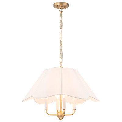 4-Light Scalloped Flower Fabric Shade Chandelier