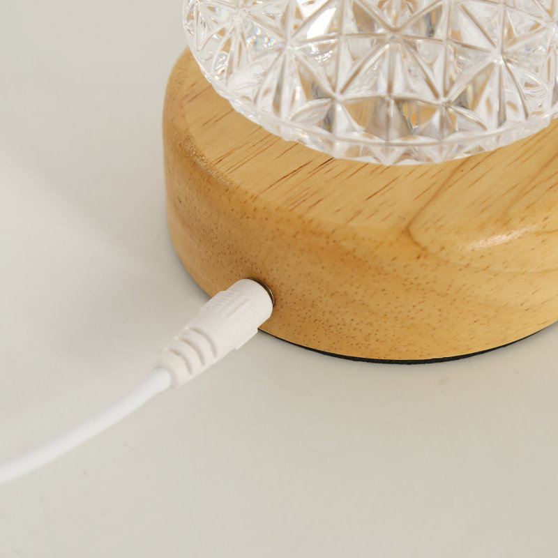 Lampe de bureau ronde rechargeable avec abat-jour en cristal (paquet de 2)