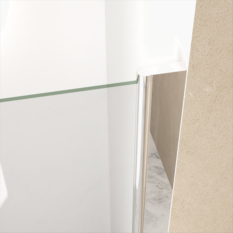 Porte de douche pivotante avec cadre en aluminium, porte de douche demi-cadre avec poignée en acier inoxydable