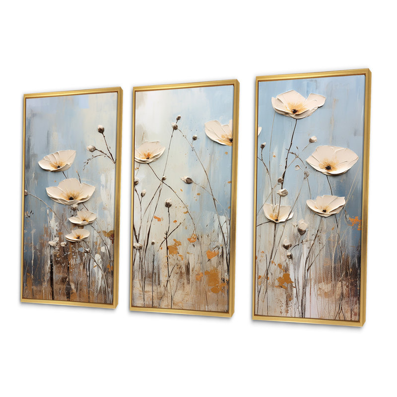 «Wildflowers Botanical Beauty V - Wildflowers», ensemble de reproduction d'art mural, Cadre flottant doré