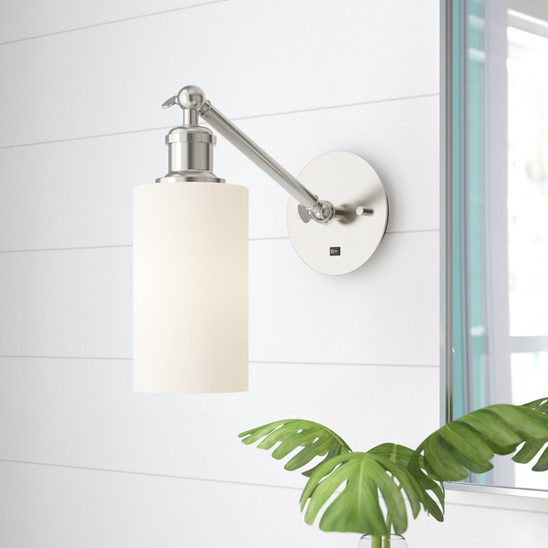 Shauna Armed Sconce, Matte White, LED, Polished Chrome