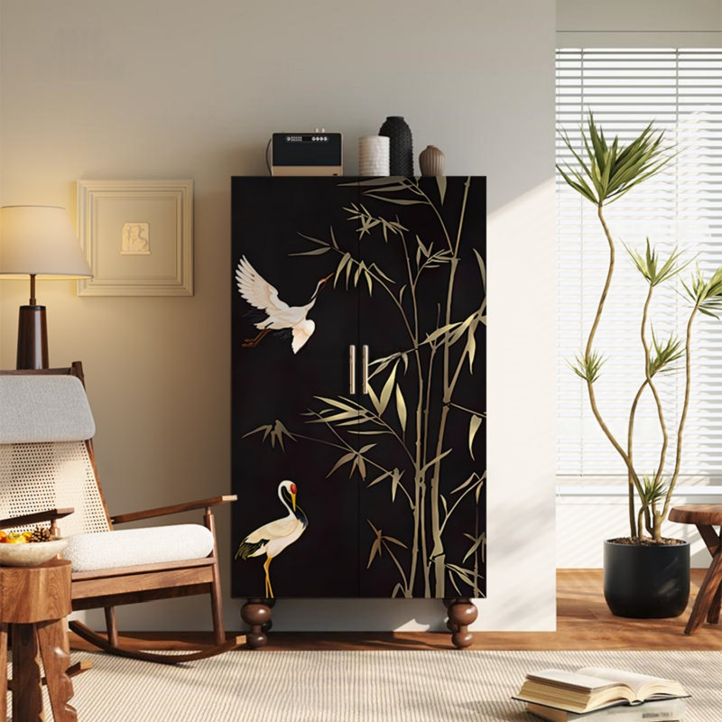 Armoire de rangement Vintage, Noyer / noir