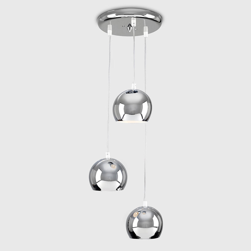 Kerry 3 - Light Silver Cluster Pendant, Polished Chrome