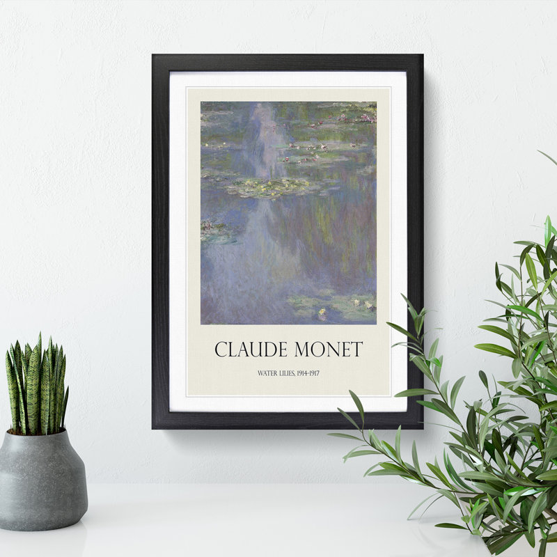 Water Lilies Lily Pond Vol.39 by Claude Monet - Picture Frame Art Prints, 65cm H x 48cm W x 2cm D, Black Framed