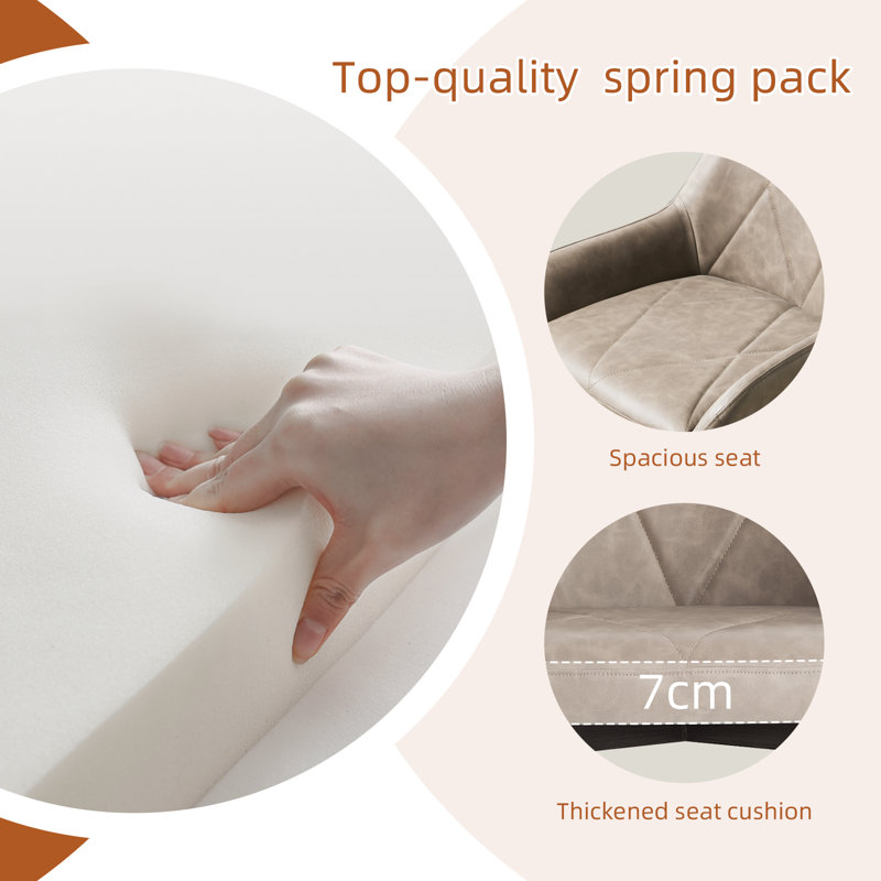 Fixed Height Faux Leather Upholstered Bar Stool Tufted Back with Footrest, Latte