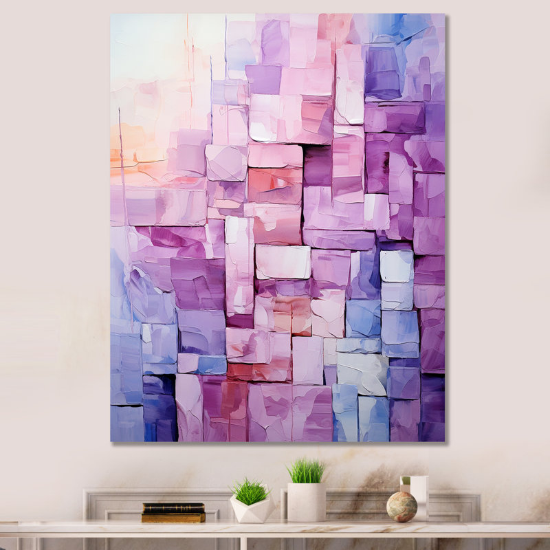 «Lilac Lattices Abstract Shapes I», reproduction d'art sur toile, Toile tendue, H 20 po x l 12 po x P 1 po