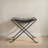Collapsible Leather and Metal Stool, Charcoal-564297427