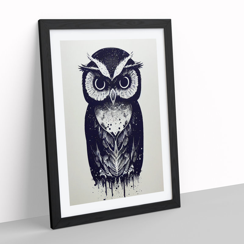 Owl Graffiti - Framed Print, Black, 34cm H x 25cm W x 2cm D
