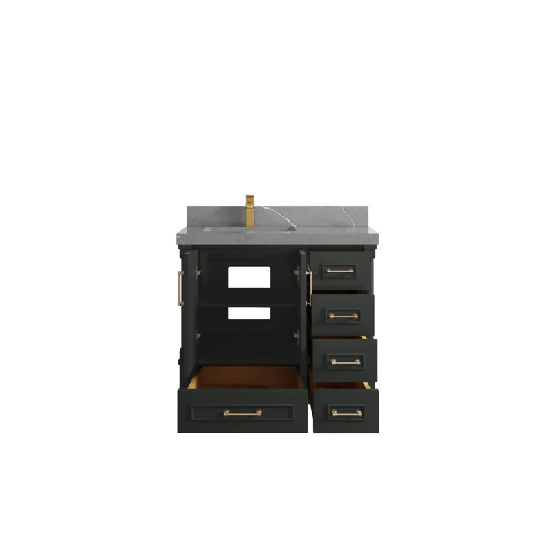 Meuble-lavabo simple 36 po avec plateau Aberdeen, Gris Piatra