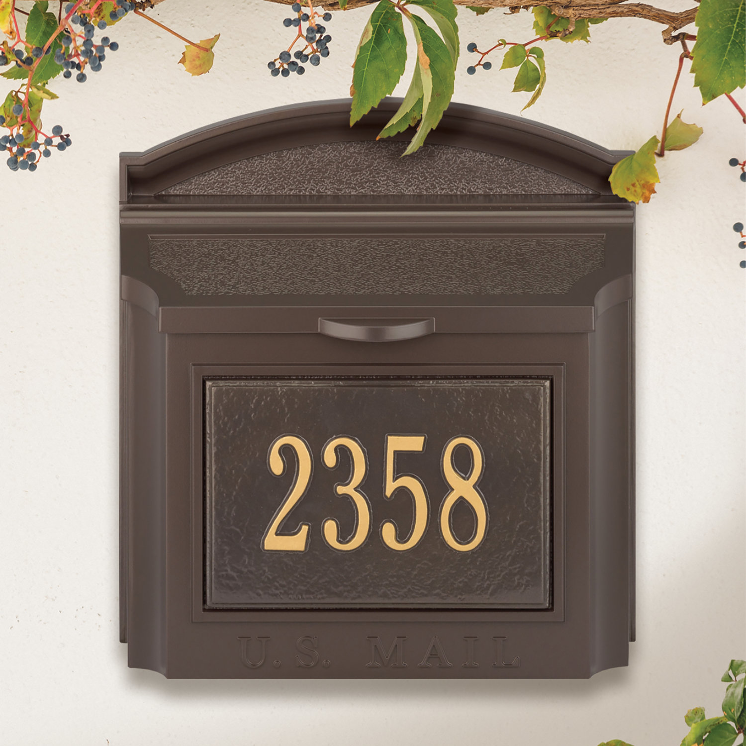 Locking Wall-Mounted Mailbox, French Bronze, Yes