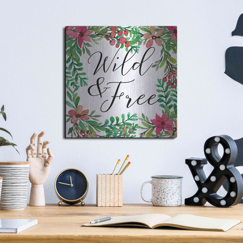 «Wild & Free Greenery» par Cindy Jacobs, art mural en métal, H 12 po x l 12 po