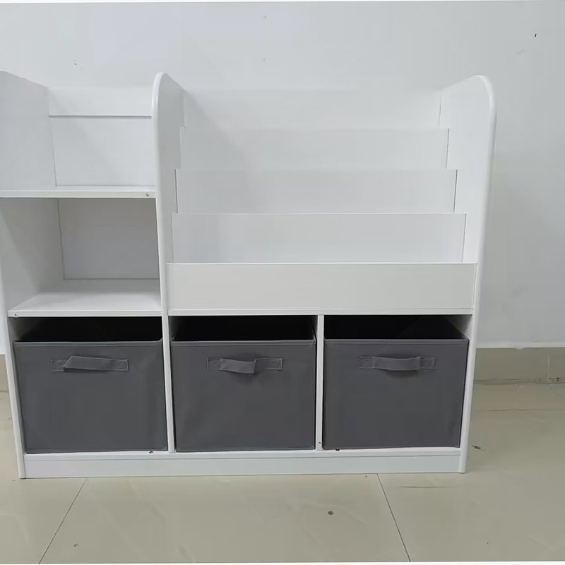 Kids Bookcase and Bookshelf, Multifunctional Bookcase with 3 Collapsible Fabric Drawers, Bookcase Display Stand