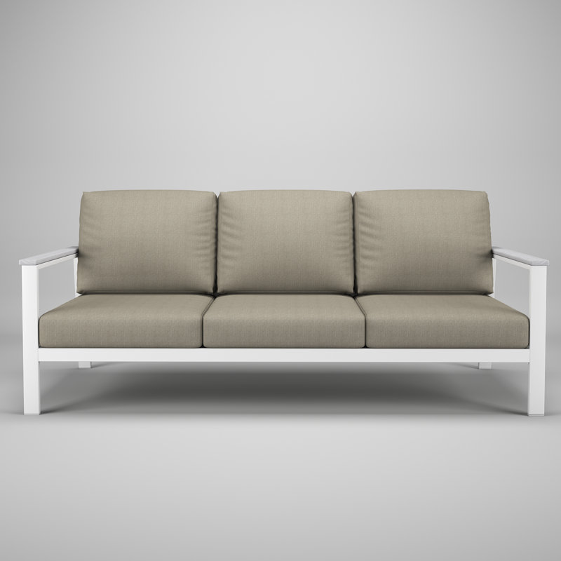 Canapé d'extérieur en métal avec coussin Sunbrella Townsend,  Bliss Dew, Brun