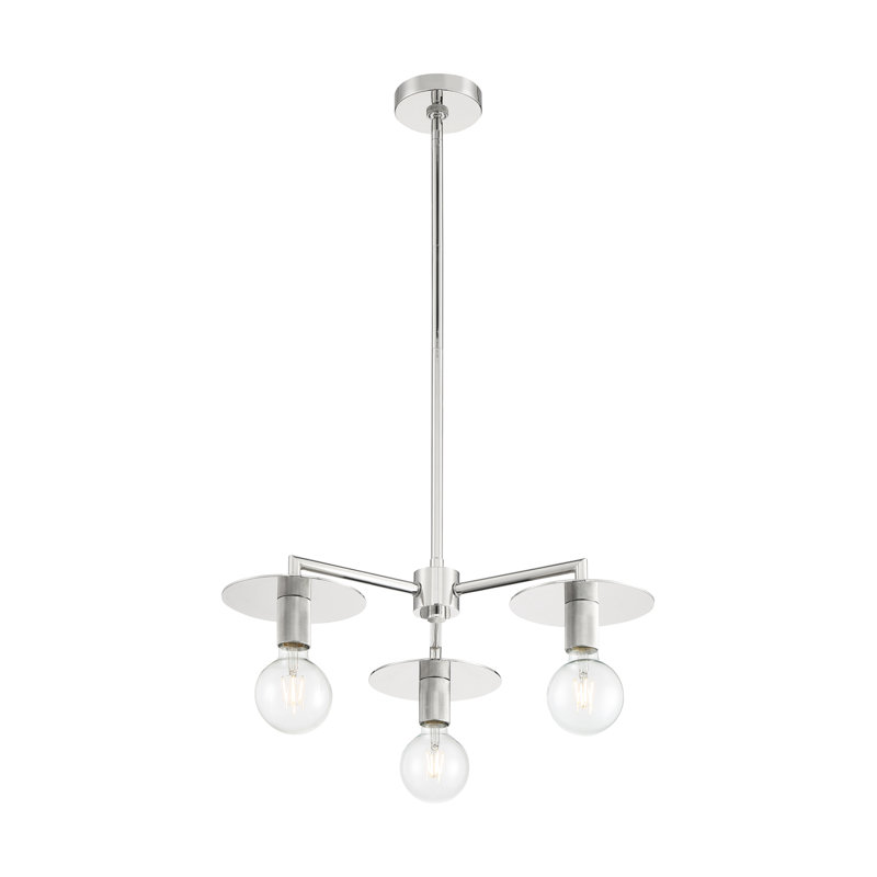 Lustre sphérique spoutnik à 3 lumières Sawvel, Nickel poli