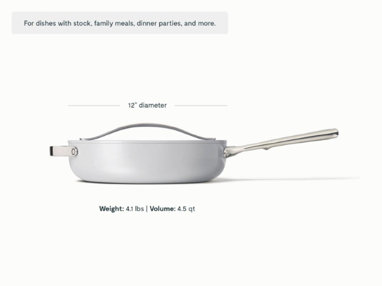 Caraway 4.5qt Ceramic Non-Stick Sauté Pan, Gray