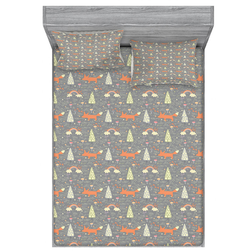 Microfiber Geometric Sheet Set, Queen Sheet Set with Fitted Sheet