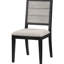 Chaise d'appoint grise et noire avec structure de support solide 100 % tissu.